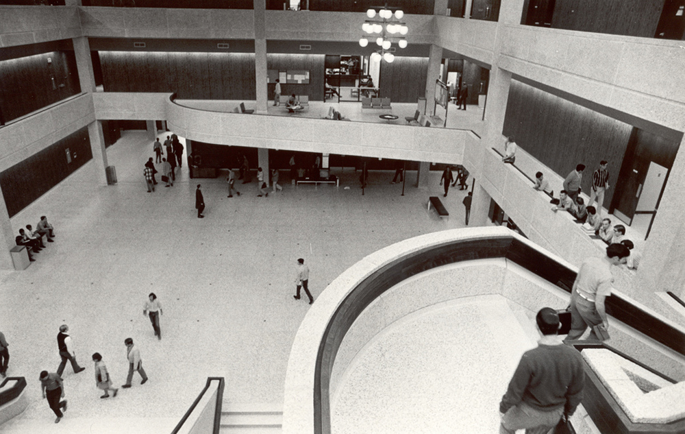 historical photo of the Zachry atrium