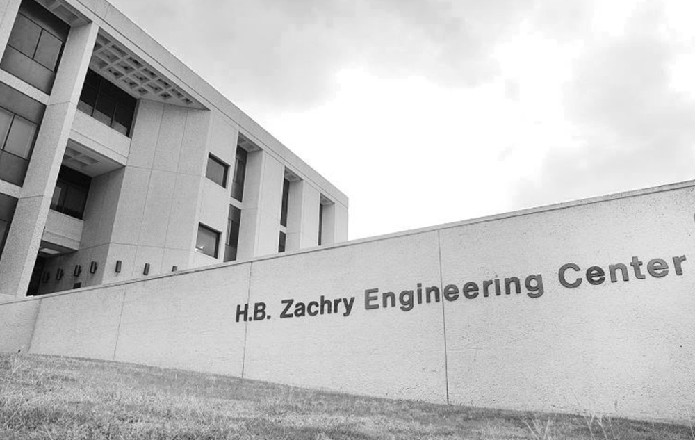 historical photo of the Zachry entrance sign
